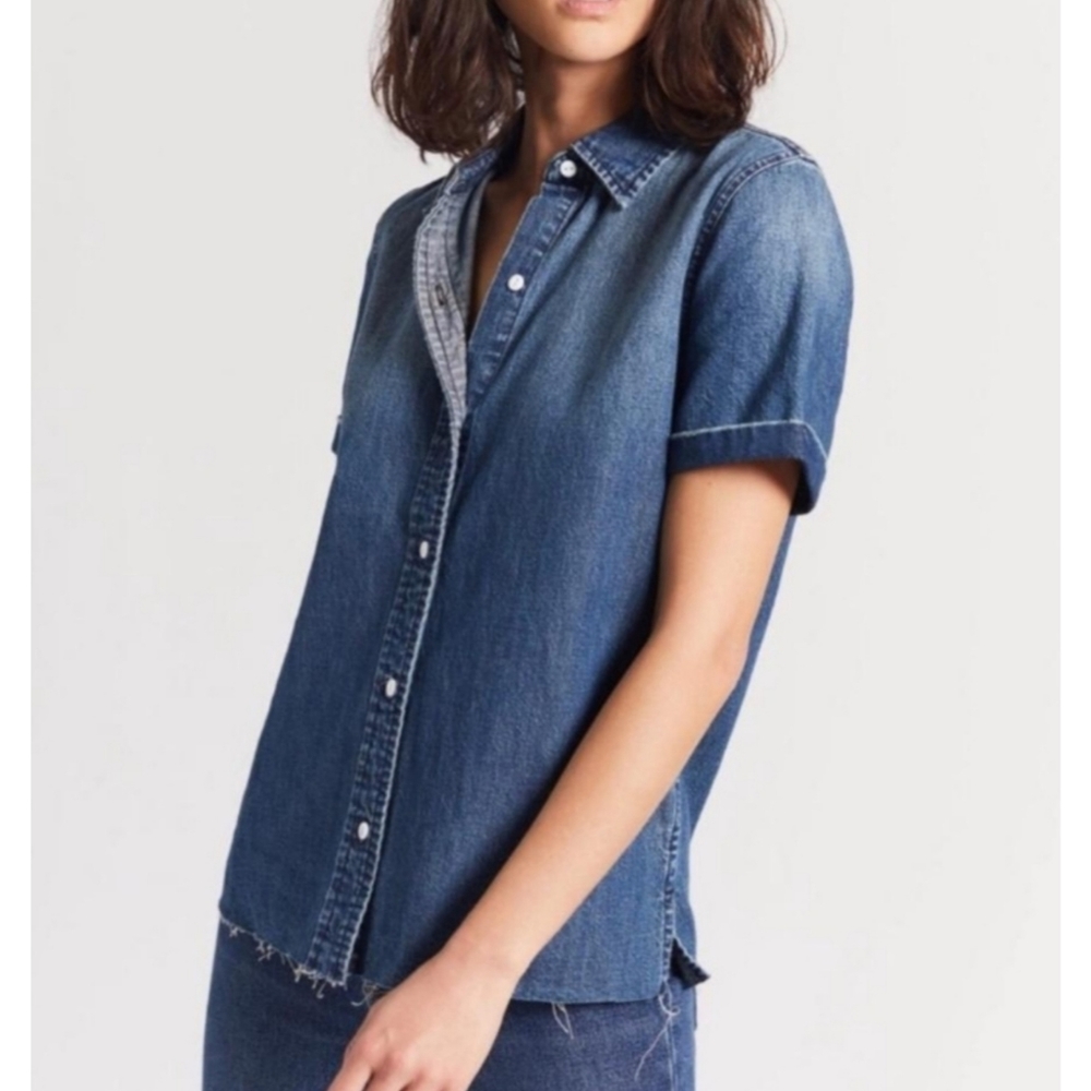 Current/Elliott The Lu Chambray Denim Top